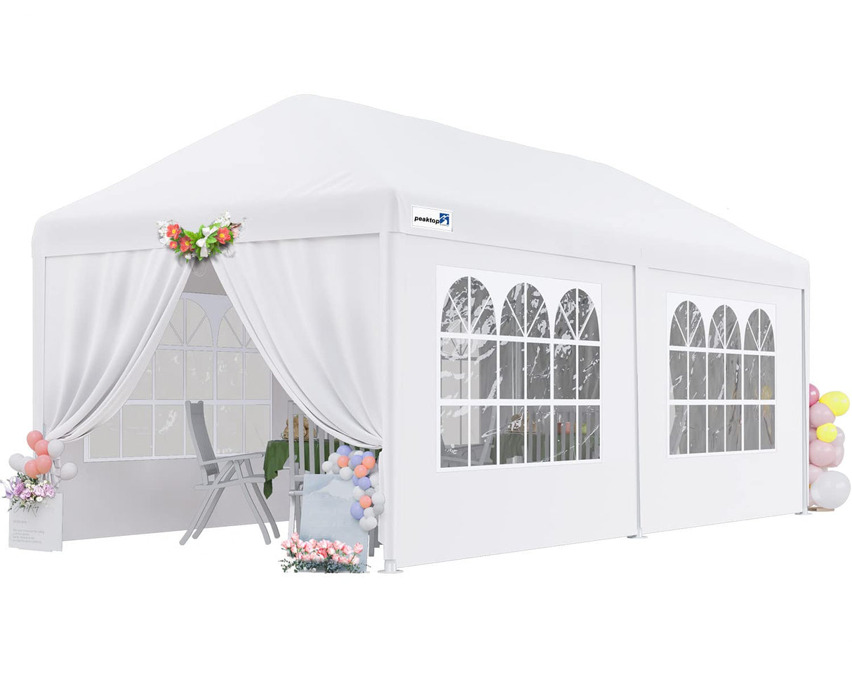 Peaktop Outdoor 10x20ft Heavy Duty Party Tent Wedding Tent Outdoor Gazebo Event Shelter Canopy with Removeable Sidewalls PEAKTOP OUTDOOR