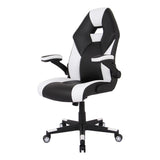 RS Gaming™ RGX Faux Leather High-Back Gaming Office Chair, Black/White, BIFMA Compliant Realspace