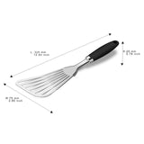 304 Stainless Steel Fish Spatula, Non-Slip Ergonomic Handle Slotted Spatula, Black JXWING