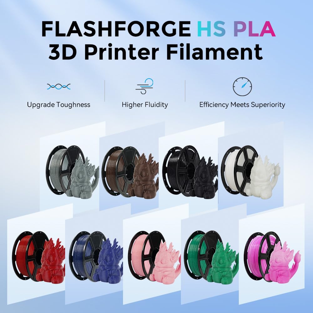 FLASHFORGE Rapid PLA Filament 1.75mm, High Flow Speedy 3D Printer Filament, Experience Exceptional Performance with 500mm/s High-Speed Printing, Neatly Wound & Top-Notch Filament (Black) FLASHFORGE