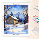Winter Scene Paint by Numbers Kit for Adults - DIY Rustic Snowy Cabin and Pine Trees Painting on Canvas 16x20 Inches, Acrylic Paint Set, Suitable for Beginners, Art for Home Decoration or Gifts DecorFriday