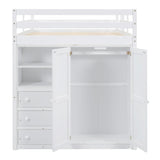 SOFTSEA Space-Saving Full Size Loft Bed with Integrated Desk, Wardrobe, and Storage Drawers SOFTSEA