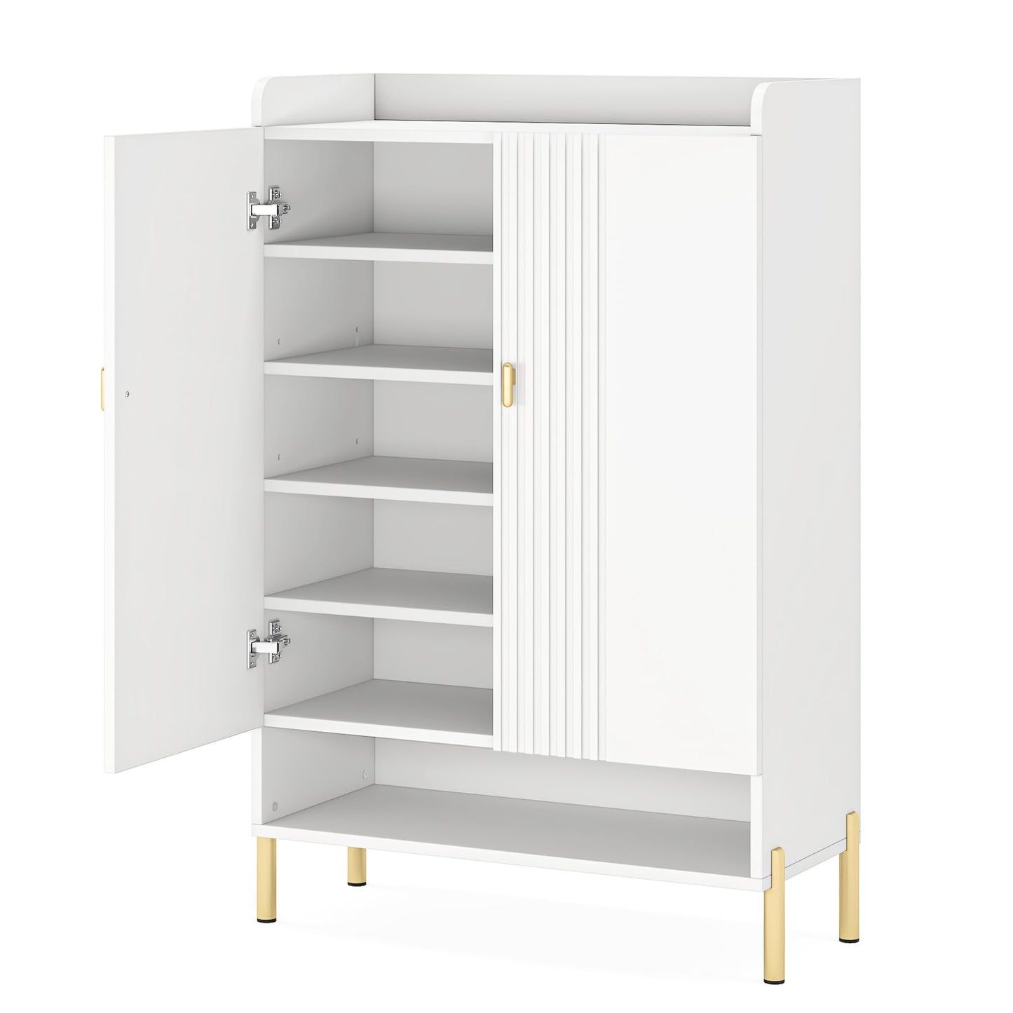 Tribesigns Shoe Cabinet Storage Entryway: Slim 6-Tier Shoe Organizer Cabinet with Adjustable Shelves, Freestanding Wood Shoe Rack with Doors for Entryway, Hallway, Living Room - White - WoodArtSupply