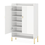 Tribesigns Shoe Cabinet Storage Entryway: Slim 6-Tier Shoe Organizer Cabinet with Adjustable Shelves, Freestanding Wood Shoe Rack with Doors for Entryway, Hallway, Living Room - White Tribesigns