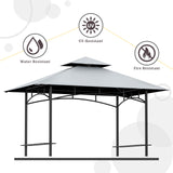 Grill Gazebo Replacement Canopy Top - AONEAR 5'x8' Outdoor BBQ Tent Roof Cover Double Tiered Outdoor Grill Shelter Fit for Model L-GG001PST-F (Gray) aonear