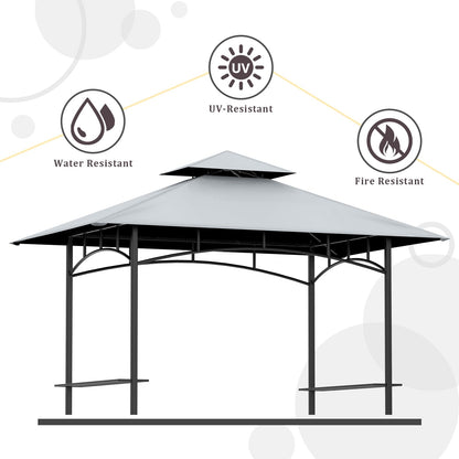 Grill Gazebo Replacement Canopy Top - AONEAR 5'x8' Outdoor BBQ Tent Roof Cover Double Tiered Outdoor Grill Shelter Fit for Model L-GG001PST-F (Gray) - WoodArtSupply