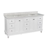 Kitchen Bath Collection Bella 72-inch Double Bathroom Vanity (Engineered Marble/White): Includes White Cabinet with Engineered Marble Countertop and White Ceramic Sinks Kitchen Bath Collection