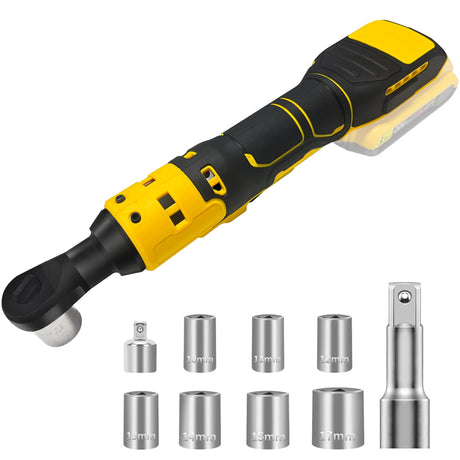 3/8" Cordless Ratchet Wrench Compatible with DEWALT 20V Battery, Electric Power Ratchet, Variable Speed Trigger, 45 Ft-lbs 400 RPM Wrench Tool, 7 Sockets, 1/4" Adapter & 3" Extension Bar (Tool Only) byczone