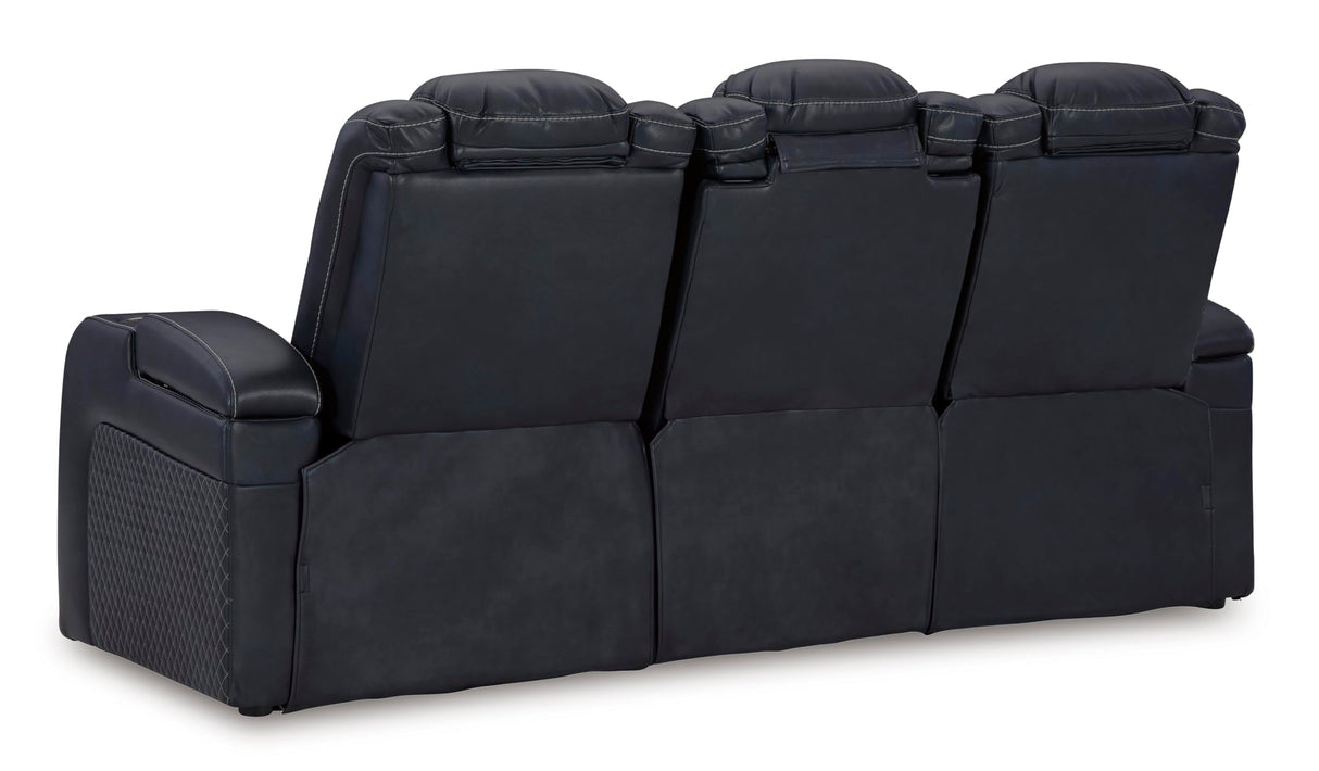 Signature Design by Ashley Fyne-Dyme Contemporary Power Reclining Sofa with USB Charging Ports and Adjustable Headrest, Blue Signature Design by Ashley