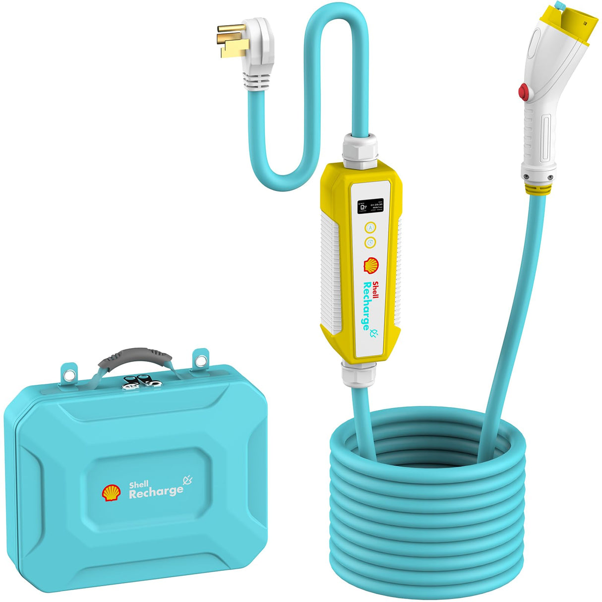 Shell Level 2 EV Charger, 40A ETL Certified Energy Star EV Charger, Home/Outdoor Portable Charging Station Adjustable Current Schedule Time Total Length 24ft Cable Adapter for J1772 Electric Cars Shell