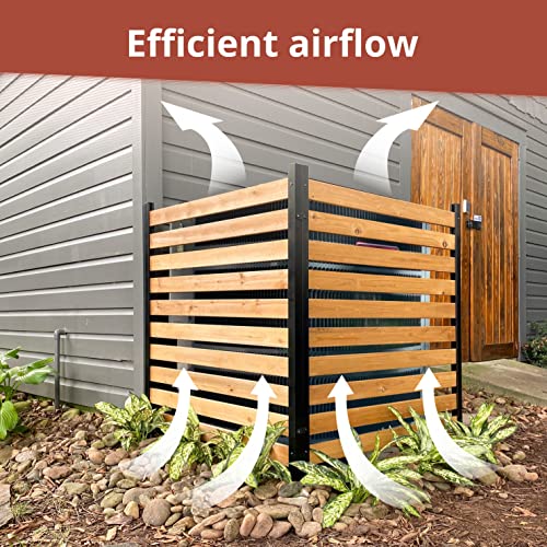 Enclo Privacy Screens EC18009 Charleston Wood Outdoor Privacy Fence Screen Slatted No-Dig Kit 38" W x 42" H, 2 Panels Enclo Privacy Screens