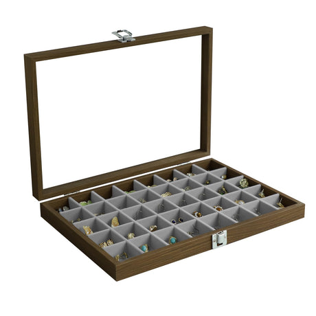 Stratalife Wood Jewelry Organizer Jewelry Tray 40 Grid Jewelry Holder Organizer Jewelry Box Jewelry Tray with Lid Earring Organizer Jewelry Storage Jewelry Trays for Drawers Vintage Style Stratalife