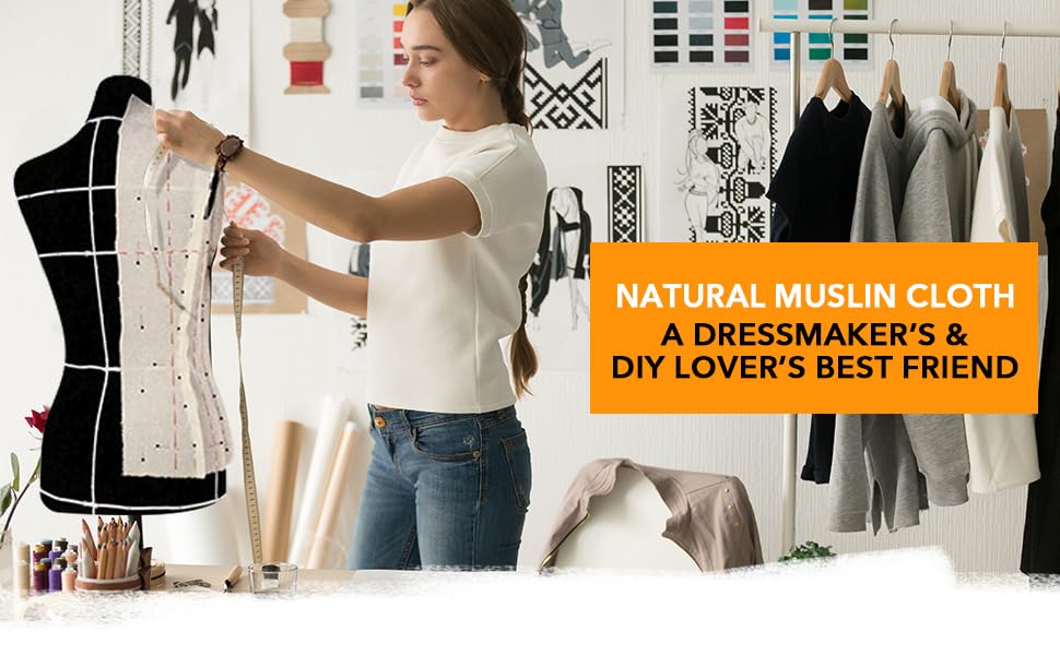 AK TRADING CO. Muslin Fabric/Textile Unbleached - Draping Fabric - Natural 10 Yards Medium Weight - 100% Cotton (63in. Wide), Natural Unbleached AK TRADING CO.