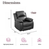 Caberryne Leather Recliner Chair for Living Room Furniture Set, Black Leather Reclining Chair for Small Space/RV, Wall Hugger Recliner/Home Theater Chairs for House/Office Caberryne