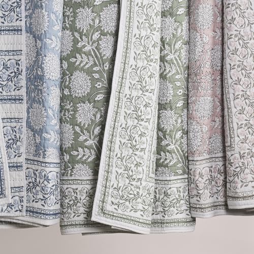 Levtex Home Adare Blue Reversible King/Cal King Quilt Set (106x92in) with 2 Pillow Shams (36x20in) - Floral Bedding - Blue White - Cotton King Size Quilt Bedding Set - Lightweight, Soft, Pre-Washed Levtex Home