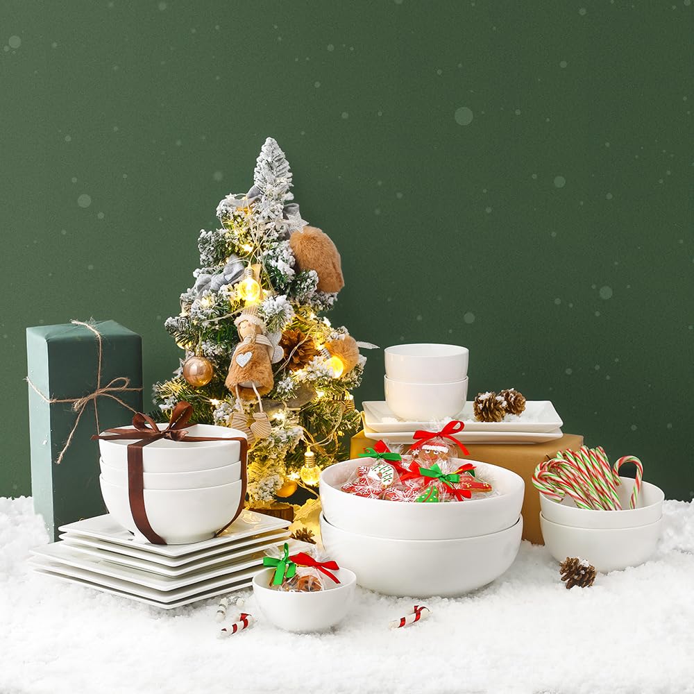 DOWAN 22 OZ White Ceramic Bowls Set of 4 - Perfect for Soup Bowls for Kitchen, Cereal Bowl, Ramen Bowl,Oatmeal Bowl, Fruit Bowl,Salad Bowl, Rice Bowl - Dishwasher & Microwave Safe DOWAN