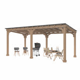 MUPATER 10x20 FT Wooden Grill Gazebo with Sloping Metal roof, 2 Full Size Grills, BBQ Canopy for Outdoor Patio, Lawn, Garden, Brown MUPATER