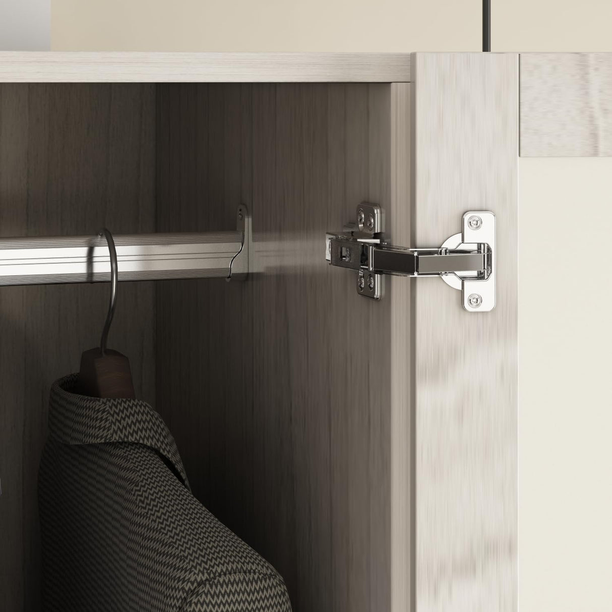 Homsee L-Shape Armoire Wardrobe Closet with Frosted Glass Doors, Hanging Bar & Shelves, Wooden Closet Storage Cabinet with Top Cabinet for Bedroom, Warm Grey (35.4”L x 35.4”W x 86.6”H) Homsee