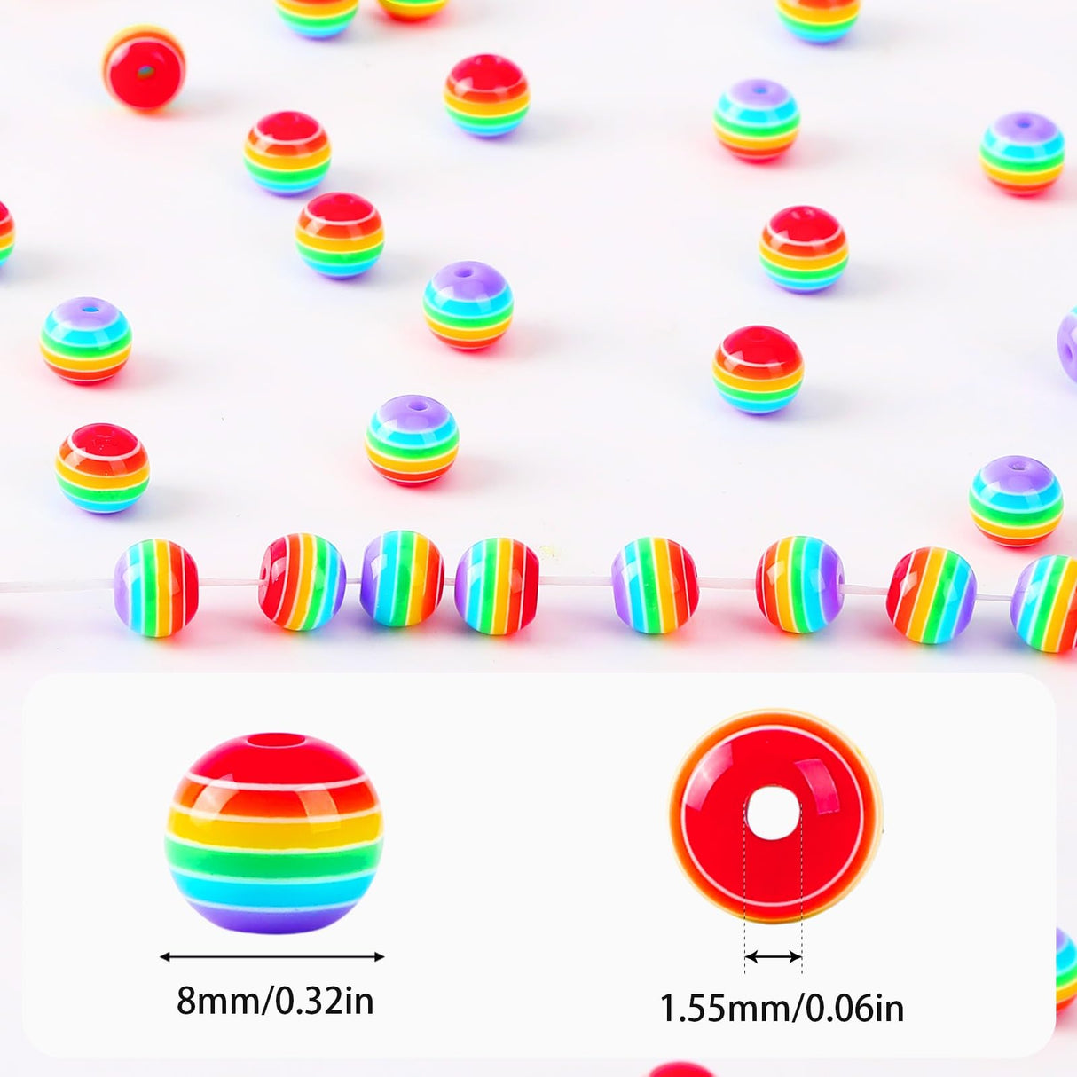 UPINS 500Pcs Resin Pride Beads Rainbow Beads for Jewelry Making DIY Crafts Gift Pride Month Lesbian Gay Wedding Party Favors Parades Accessories Supplies UPINS