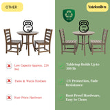 3 PCS Outdoor Patio Bistro Set, HDPE Round Dining Table with 1.77" Umbrella Hole and 2 Chairs, All-Weather Patio Coffee Table and Chairs Set for Balcony, Garden, Porch, Backyard, Commercial, Dark Oak Yatelonllvn