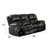 Acme Zuriel Motion Sofa in Black Synthetic Leather Acme