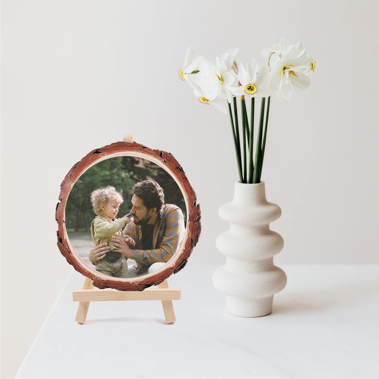 Personalized Picture Frame Custom Photo Printing on Wood Slices Wooden Craft with Bracket Customized Photo Gifts for Christmas Birthday Anniversary GONIS