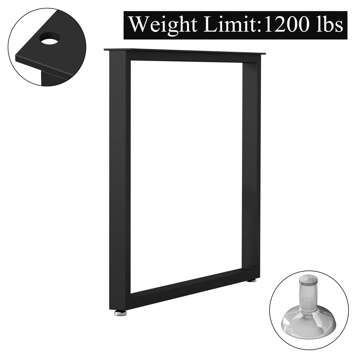 HOMEKAYT Metal Table Legs 28''Hight 35'' Wide Heavy Duty Furniture Legs, Modern Desk Legs Multiple Uses for Dinning Table Coffee Table (Rectangle Shape, 2pcs)-Black HOMEKAYT