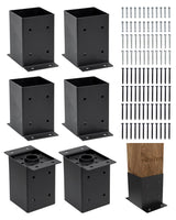 vikofan Heavy Duty 4x4 Post Base Kit - Black Powder-Coated Metal Post Brackets for 3.5"x3.5" Posts, Fit for Wood & Concrete Installations - Perfect for Deck, Fence, Mailbox, Pergola Supports (6-Pack) vikofan