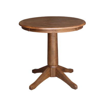 IC International Concepts 30" Round Top Pedestal Table-29.9" Height Dining Table, Distressed Oak