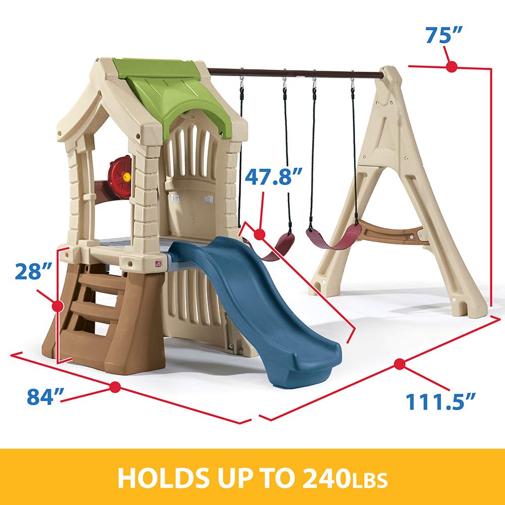 Step2 Play Up Gym Set for Kids, Outdoor Swing Set, Backyard Slide, Swings, Playhouse, & Crawl Space, Two Tier, Easy Set Up, Toddlers Ages 3-6 Years Old Step2