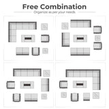 HOOOWOOO Patio Outdoor Sectional Furniture Sofa Set with Fire Pit Table,13 Piece L Shaped Wicker Couch Set with Swivel Chairs,Modern 10 Persons Summer Patio Conversation Set(Black) HOOOWOOO