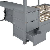 Merax Full Over Full Bunk Bed with Twin Size Trundle, Under-Bed Desk and Storage Drawers, No Box Spring Needed Merax
