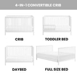 Oxford Baby Essentials Island Full Size 4-in-1 Convertible Baby Crib with Round Spindles, White Oxford Baby