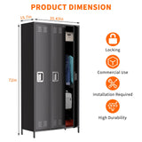 Towallmark Metal Storage Locker with 3 Doors, Metal Locker for Employees with 9 Hooks for Garage School Office Gym Home, Assembly Required, Black Towallmark