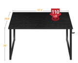 ODK 48 Inches Computer Desk for Home Office, Office Table for Small Spaces, Writing Desk with Headphone Hooks, Black ODK