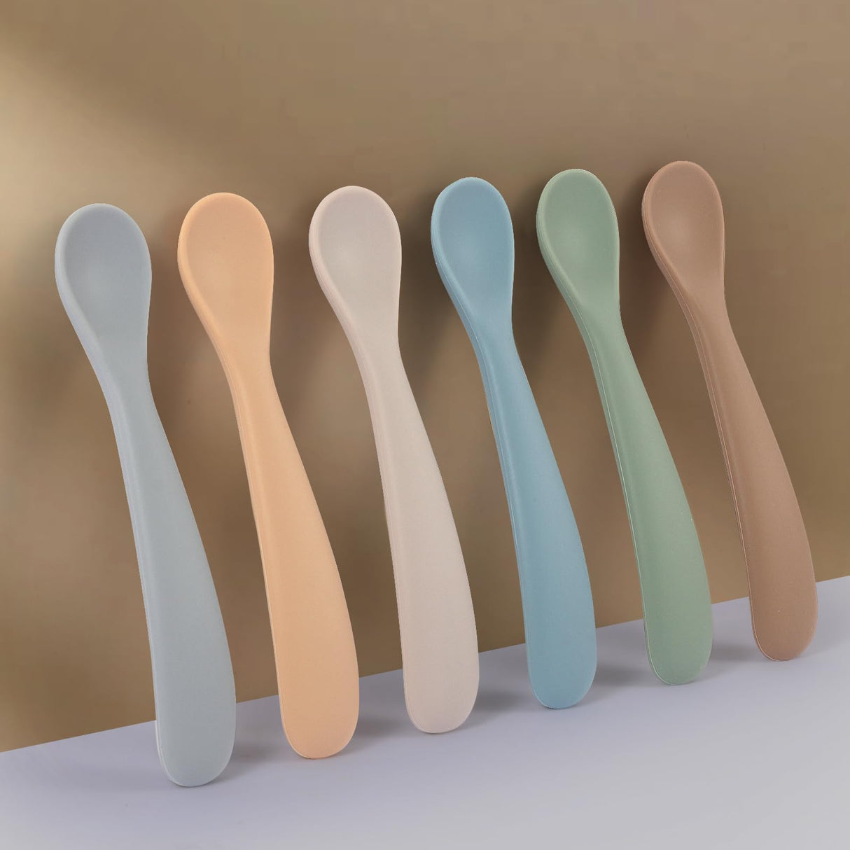 Eascrozn Baby Spoons, 6 Pack First Stage Silicone Baby Feeding Spoons, Soft Tip Feeding Baby Utensils, Baby Led Weaning Supplies Training Spoons, Dishwasher and Boil Safe Eascrozn