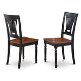 East West Furniture Plainville Dining Stylish Back Wooden Seat Chairs, Set of 2, Black & Cherry East West Furniture