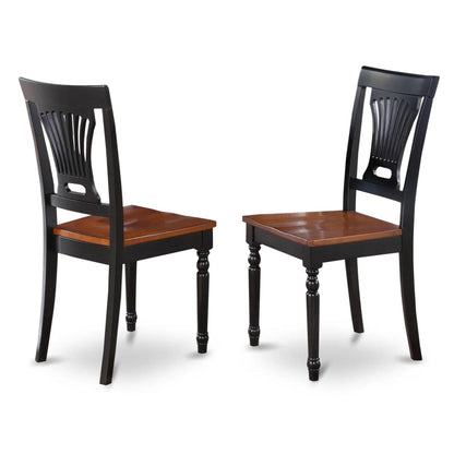 East West Furniture Plainville Dining Stylish Back Wooden Seat Chairs, Set of 2, Black & Cherry