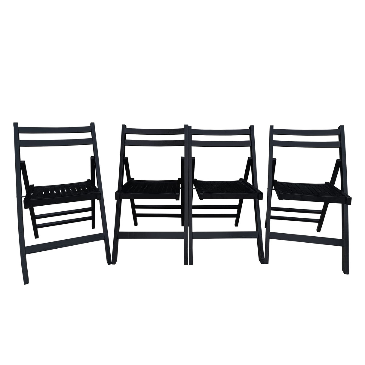 4-Piece Set of Indoor and Outdoor Wood Folding Chairs,Wedding Chair Wooden Slatted Seat for Dining Room Kitchen Balcony Wedding Occasion Events (Black) Ochangqi