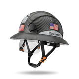 DS-SMAAT Full Brim Construction Hard Hat with Visor, 6-Point Ratchet Suspension Safety Helmet,Superior Impact Head Protection for Industry Use,ANSI Z89.1&OSHA Approved,Both for Men&Women(Matte Black) DS-SMAAT