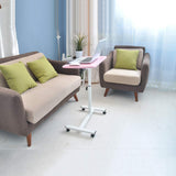 Qiveno Mobile Laptop Table, Small Standing Desk, Angle & Height Adjustable Rolling Laptop Desk Cart Over Bed Table for Home Office (Pink) Qiveno