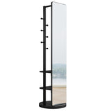 KEIKI Full Length Mirror with Cloak Rack, 68.8"x19.6" Rotatable Full Body Mirror Solid Wood Floor Mirror for Bedroom, Living Room, Dressing Room (Black) KEIKI