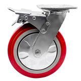 FactorDuty 8" X 2" Heavy Duty Caster Set of 4 Locking Swivel Caster Wheels Polyurethane On Polyolefin Industrial Grade Premium Quality 4000lbs Total Capacity FactorDuty