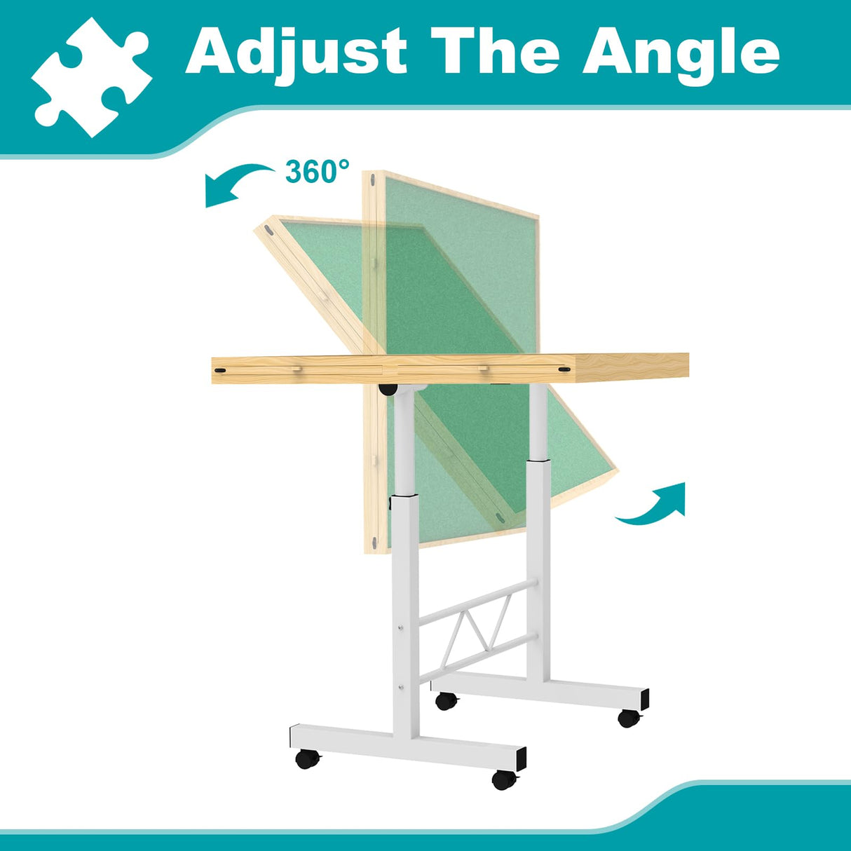 RAGOZONERY Jigsaw Puzzle Table 1500 Pieces,Adjustable Height&Up Puzzle Board with Cover and 4 Drawers,34×26in Puzzle Tables for Adults,Puzzle Board with Cover with Legs for Puzzle Doer RAGOZONERY