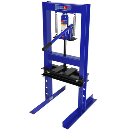 BOSTANA 6-Ton Hydraulic Shop Press, Bearing Press H-Frame Garage Floor with Adjustable Shop Press with Plate, Hydraulic Shop Floor Press for Gears and Bearings, Blue