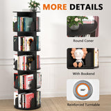 Nidouillet Rotating Bookshelf Tower, 5 Tier Spinning Bookcase Lazy Susan, Revolving 360 Book Shelf Storage Round Organizer, Vertical Rotate Turning Corner Book Case for Small Space, Black Nidouillet