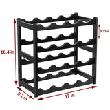 Homevany Bamboo Wine Rack, Sturdy and Durable Wine Storage Cabinet Shelf, Wine Racks Countertop for Pantry - 4 Tiers 16 Bottle Wine Rack Black Homevany