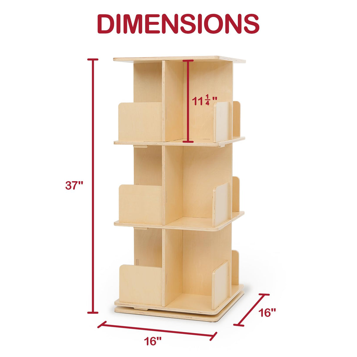 Monläurd® 100% Birch Rotating Bookshelf for Kids, 360° Spinning Montessori Bookcase, Space-Saving Wooden Storage for Nursery, Playroom & Classroom Monläurd