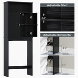 Baztin Over The Toilet Storage Cabinet, Over The Toilet Cabinet for Bathroom with Inner Adjustable Shelf and Top Open Storage Above Toilet Cabinet Behind The Toilet Bathroom Organizer, Black Baztin