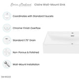 Claire 30” Rectangle Wall-Mount Bathroom Sink Swiss Madison